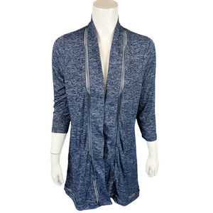 H by Halston Super Soft 3/4-Sleeves Open Front Cardigan w/ Split Back Small Size